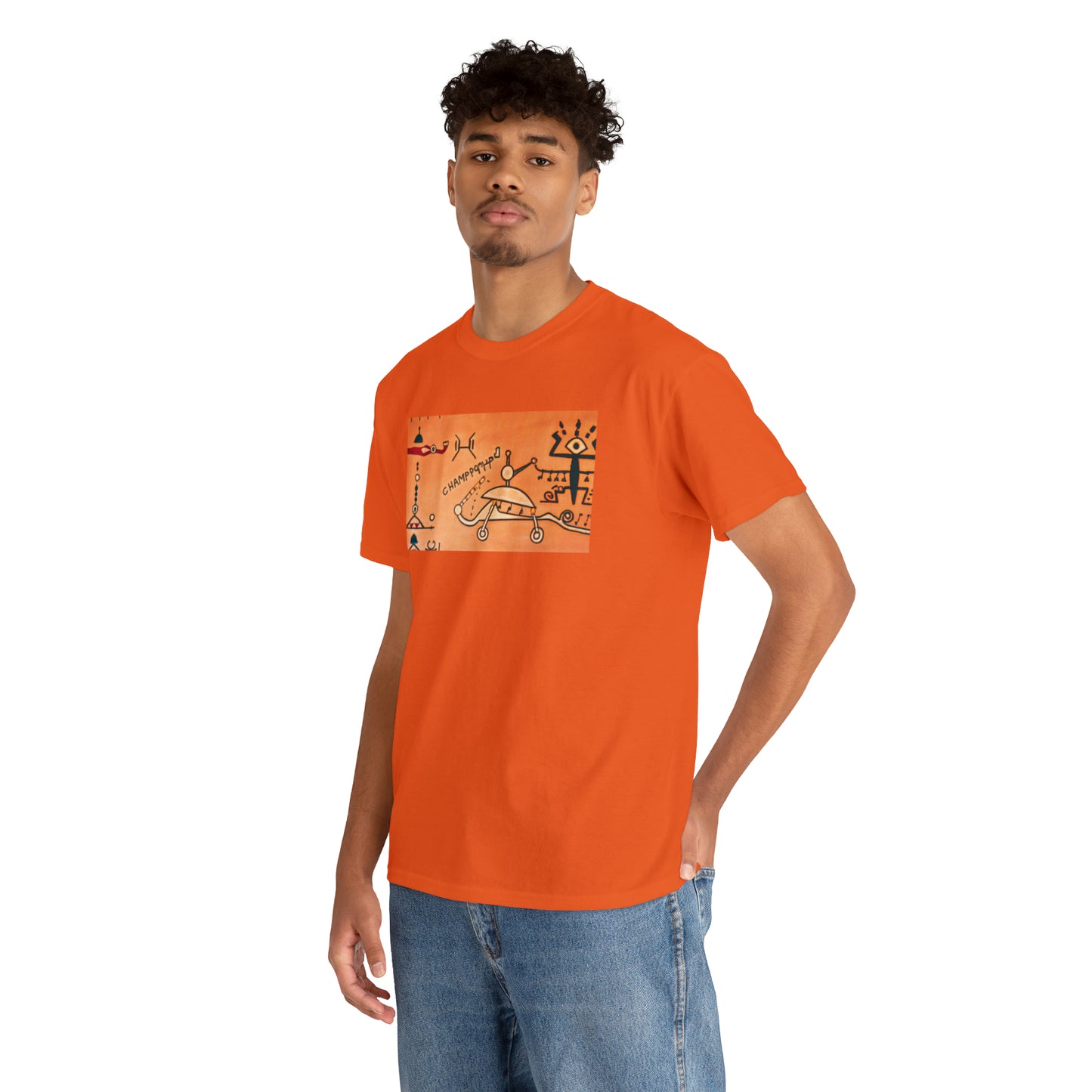 Heiroglyphic Spaceship - AI Art - Gildan Heavy Cotton Tee