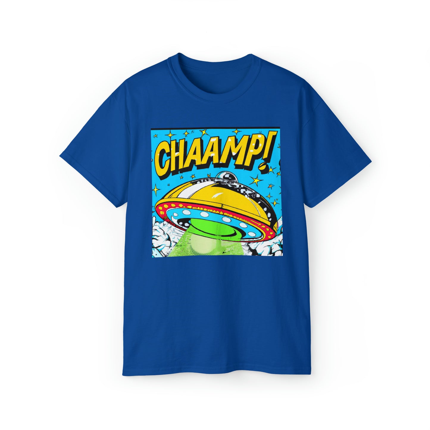 CHAAMP! UFO 24 - 1970's Style Comic Book Art - AI Art - Gildan Ultra Cotton Tee