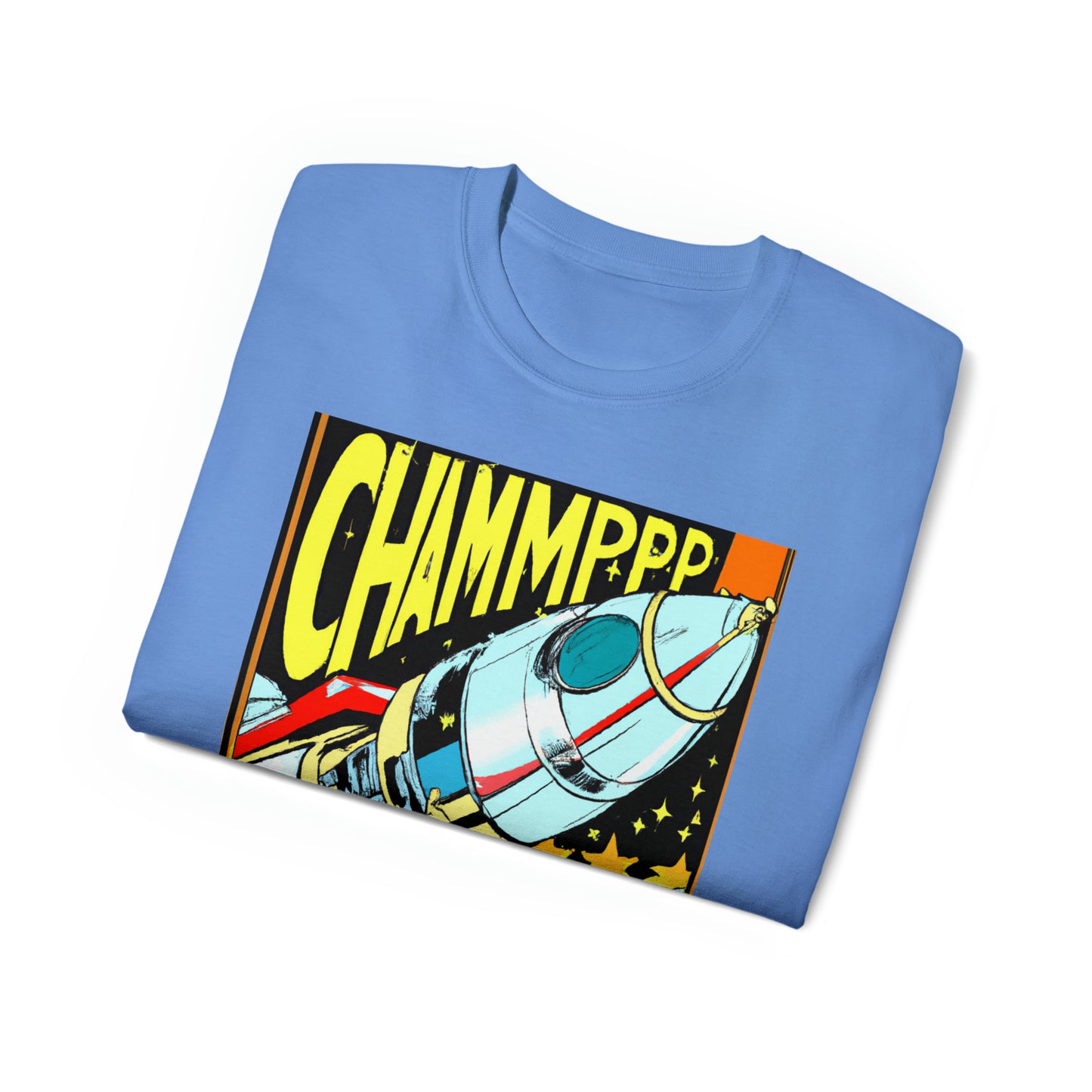 CHAMPPP Spaceship 7 - 1970's Style Comic Book Art - AI Art - Gildan Ultra Cotton Tee