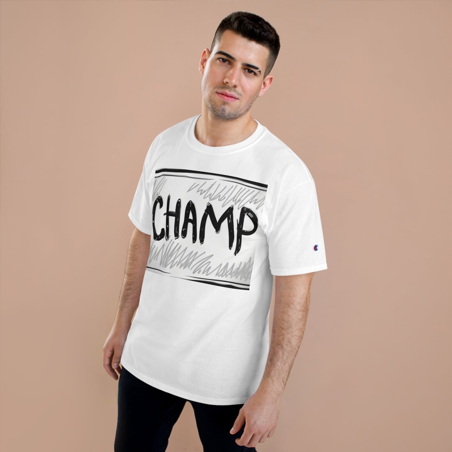 CHAMP Logo B&W Storyboard Style - AI Art - Champion T-Shirt