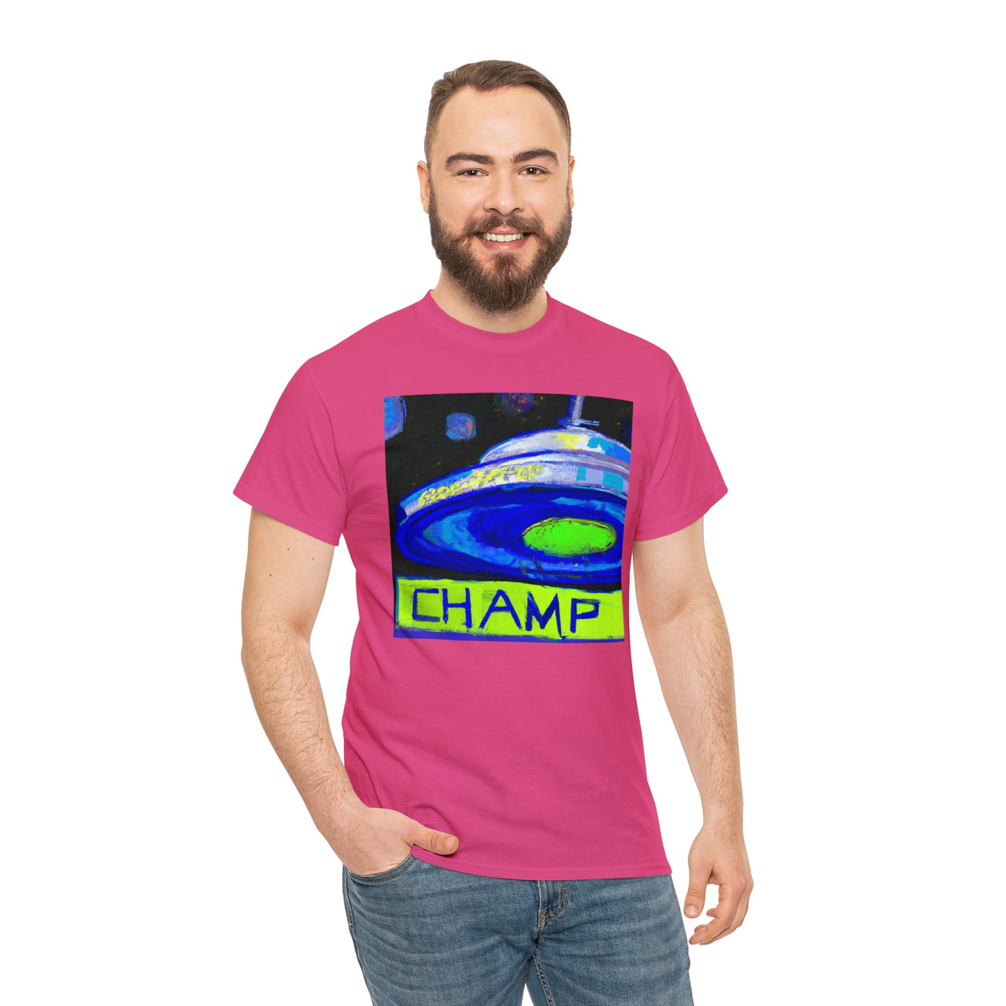 CHAMP UFO 12 - Post-Modern Style - AI Art - Gildan Heavy Cotton Tee