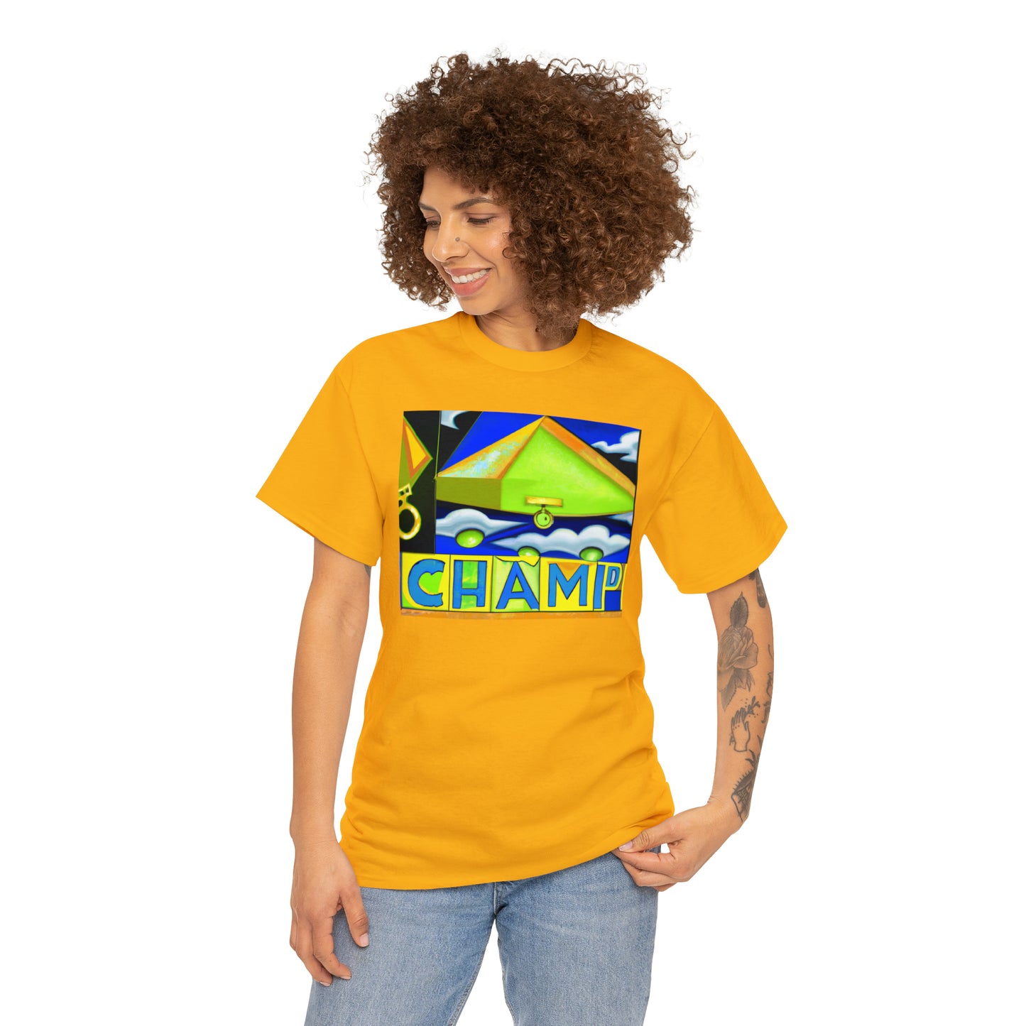 CHAMP UFO 11 - Cubist Style - AI Art - Gildan Heavy Cotton Tee