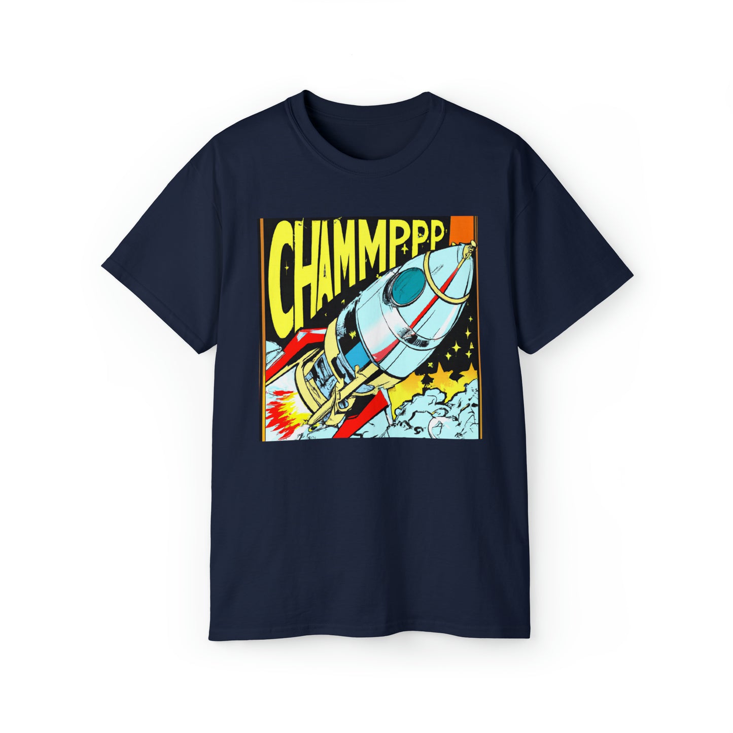 CHAMPPP Spaceship 7 - 1970's Style Comic Book Art - AI Art - Gildan Ultra Cotton Tee