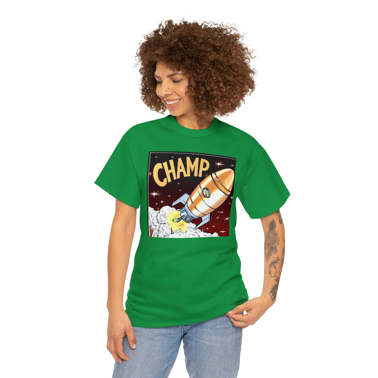 CHAMP Spaceship 12 - 1800's Style Comic Art - AI Art - Gildan Heavy Cotton Tee