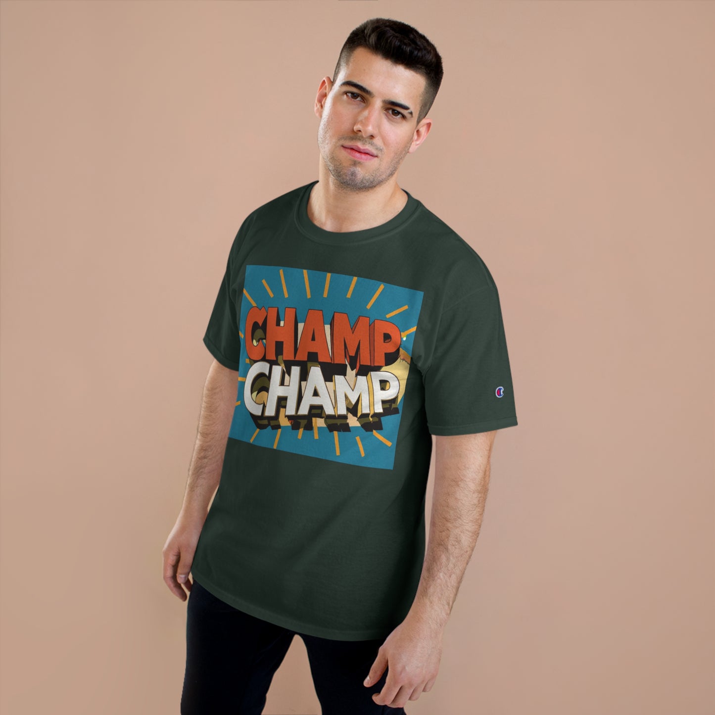 CHAMP-CHAMP Double Champ Logo 1930's Style Cartoon Art - AI Art - Champion T-Shirt