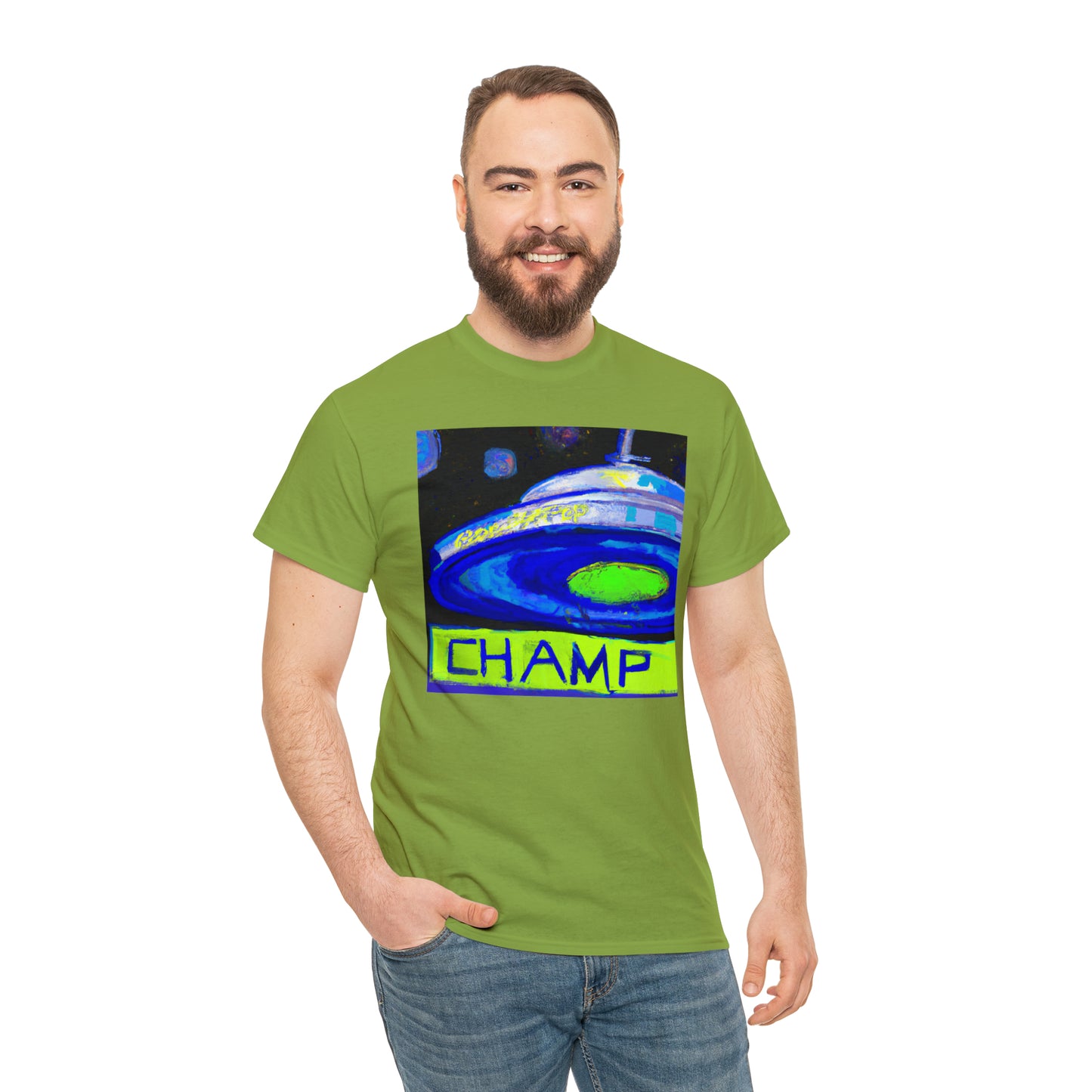 CHAMP UFO 12 - Post-Modern Style - AI Art - Gildan Heavy Cotton Tee