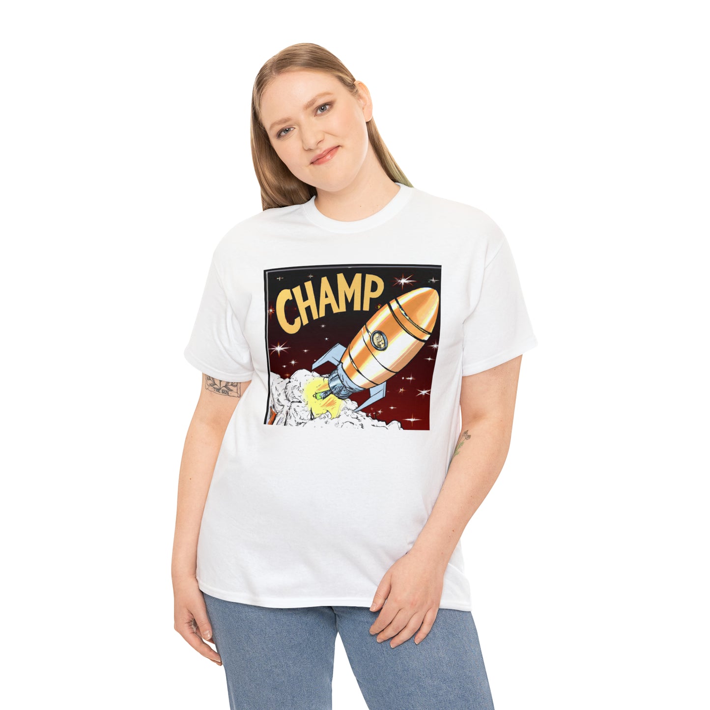 CHAMP Spaceship 12 - 1800's Style Comic Art - AI Art - Gildan Heavy Cotton Tee