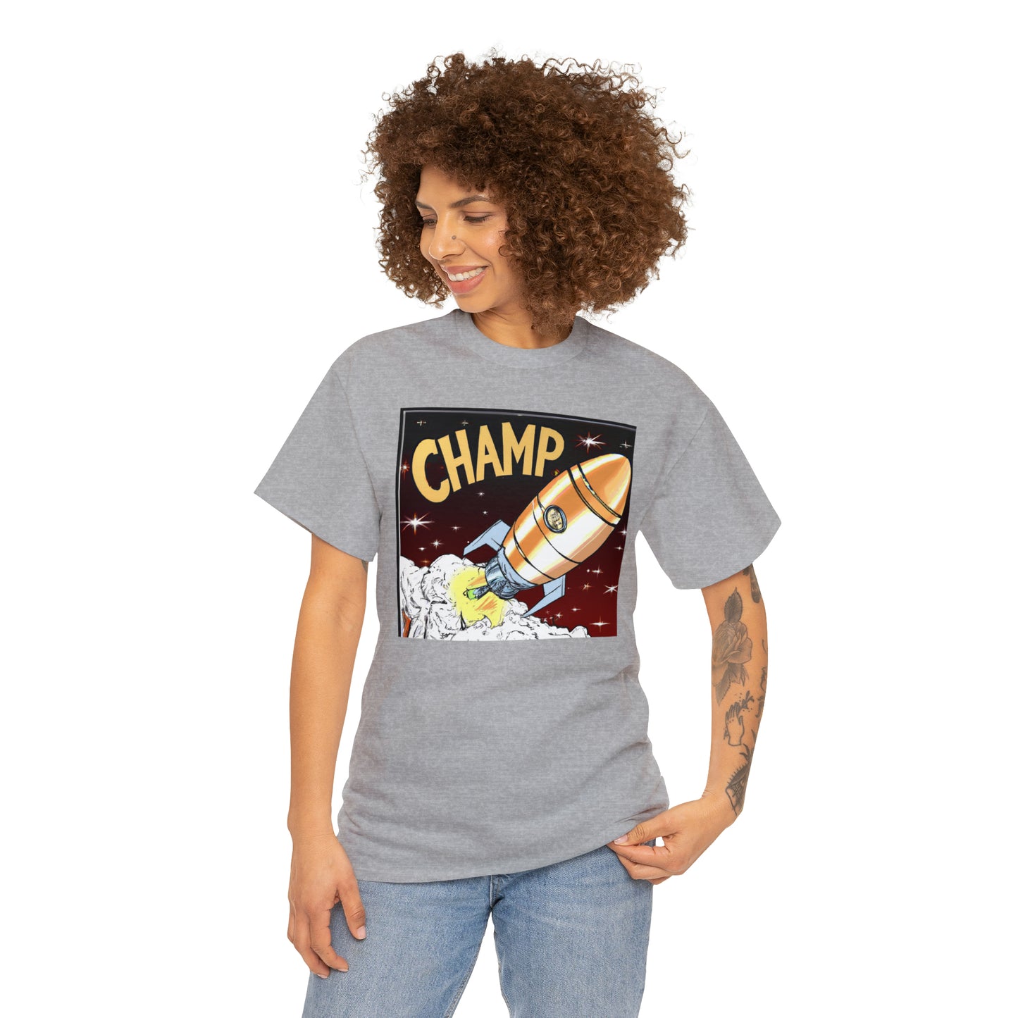 CHAMP Spaceship 12 - 1800's Style Comic Art - AI Art - Gildan Heavy Cotton Tee