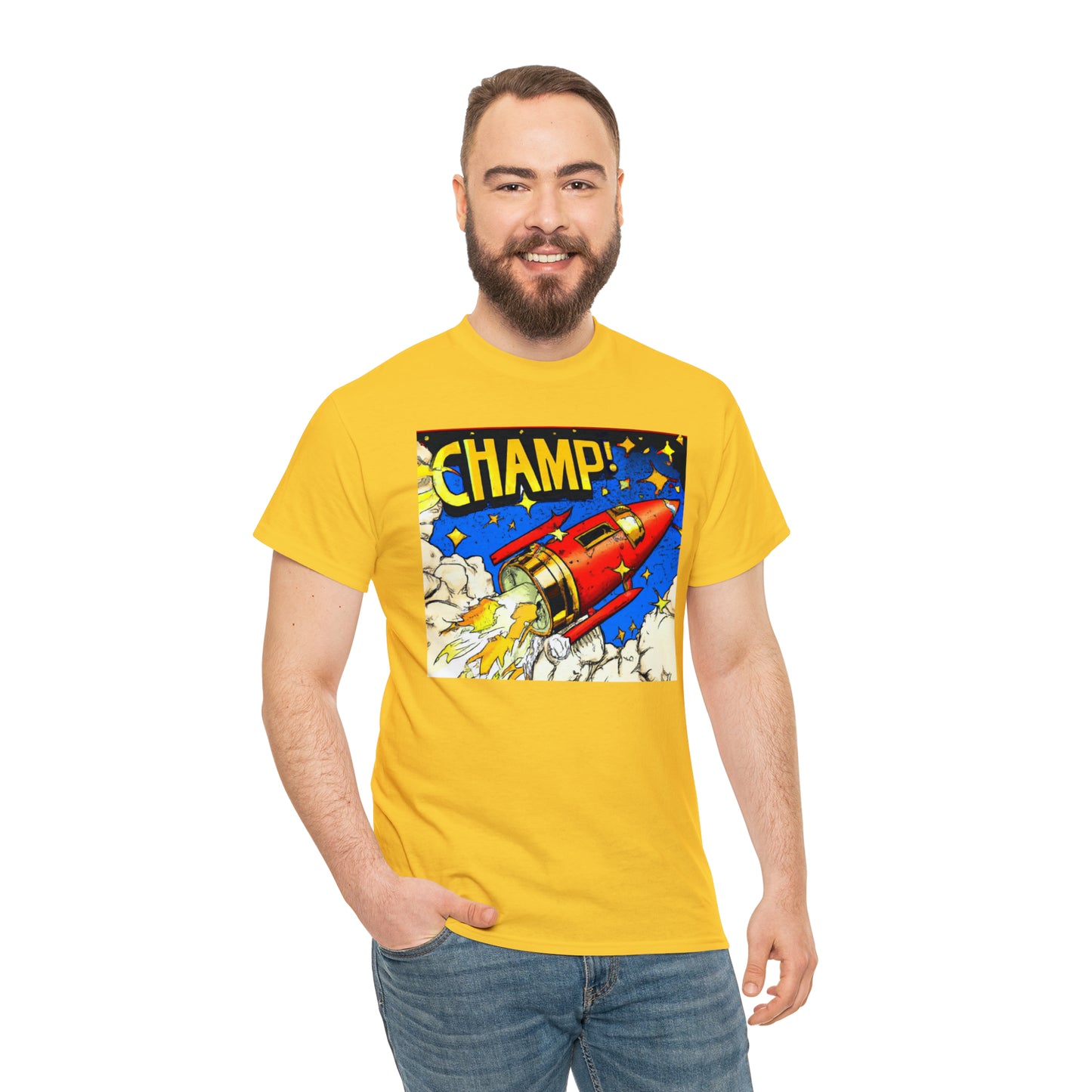 CHAMP! Spaceship 4 - 1700's Comic Style - AI Art - Gildan Heavy Cotton Tee