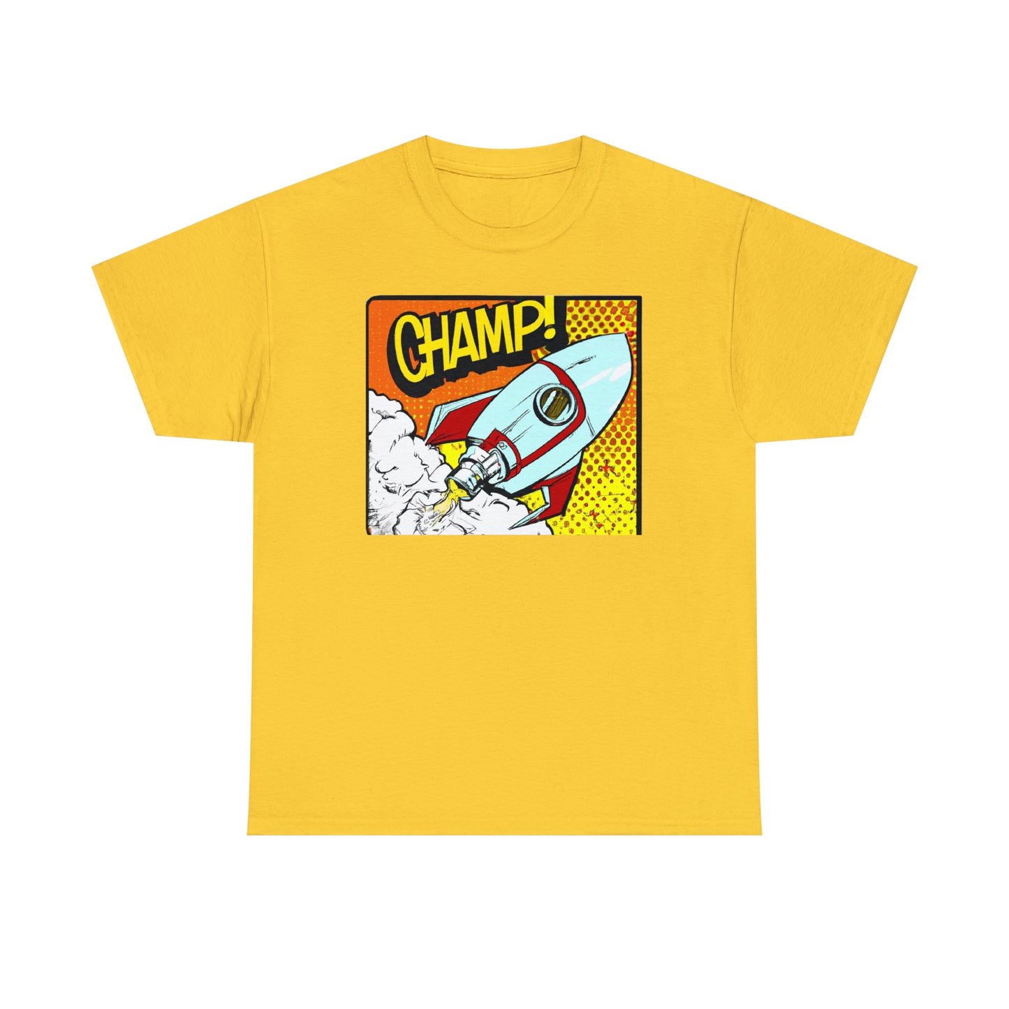 CHAMP! Spaceship 3 - 1950's Comic Book Style - AI Art - Gildan Heavy Cotton Tee