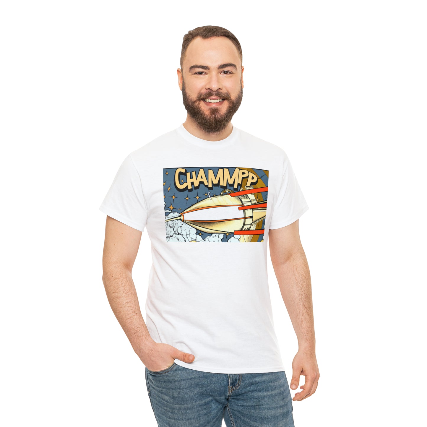 CHAMMPP Spaceship 2 - 1920's Style Comic - AI Art - Gildan Heavy Cotton Tee