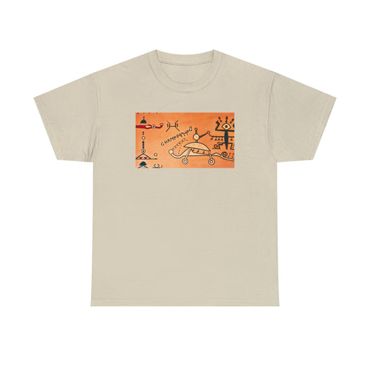 Heiroglyphic Spaceship - AI Art - Gildan Heavy Cotton Tee