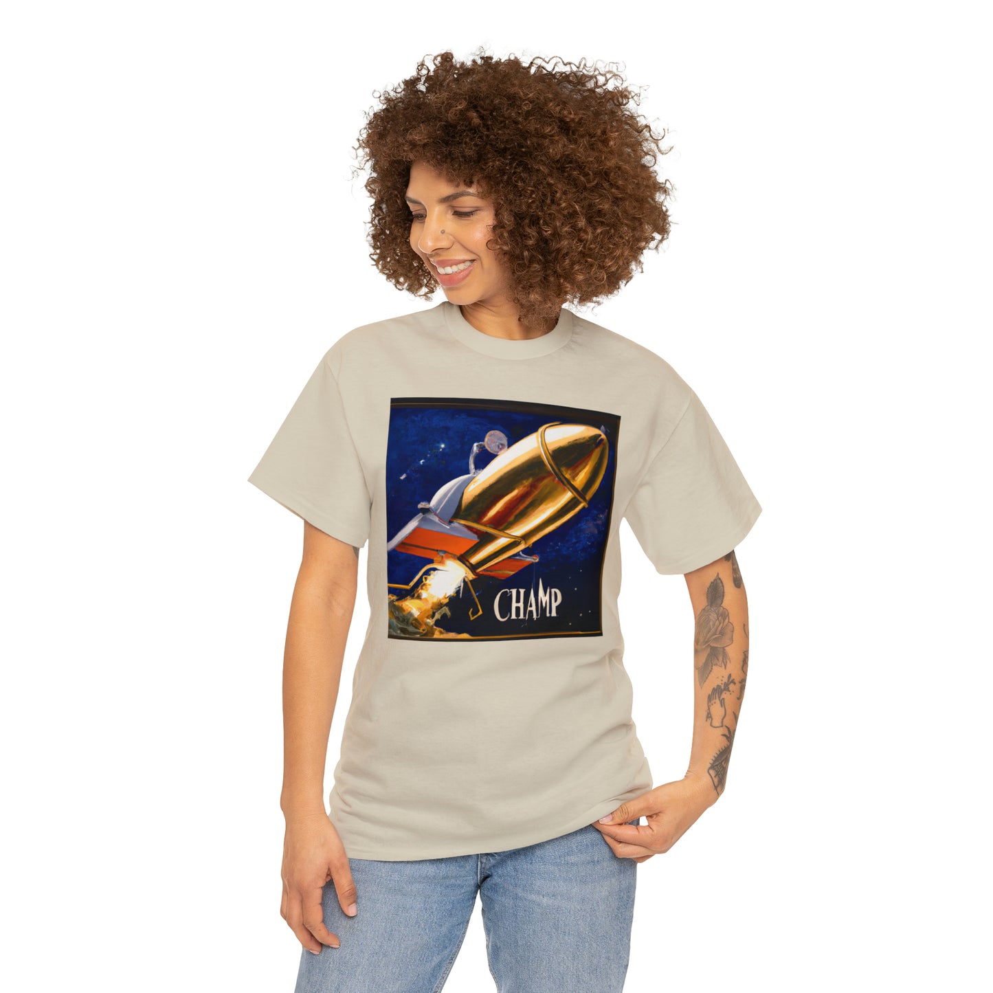 CHAMP Spaceship 9 - Renaissance Style - AI Art - Gildan Heavy Cotton Tee