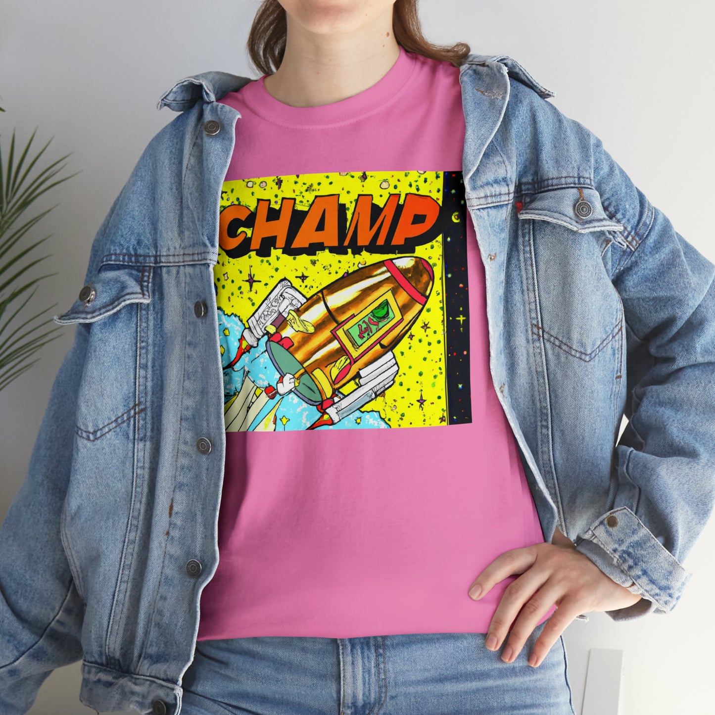 CHAMP Spaceship 8 - 1980's Style Comic Book Art - AI Art - Gildan Heavy Cotton Tee