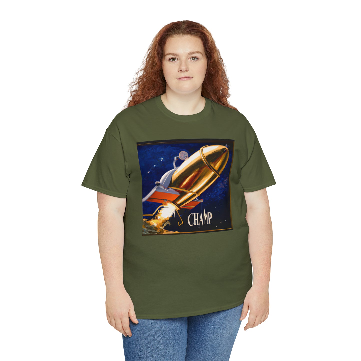 CHAMP Spaceship 9 - Renaissance Style - AI Art - Gildan Heavy Cotton Tee