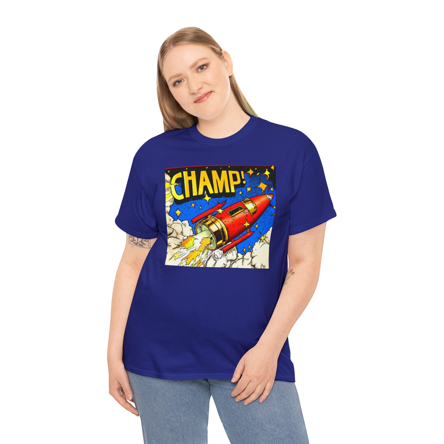 CHAMP! Spaceship 4 - 1700's Comic Style - AI Art - Gildan Heavy Cotton Tee