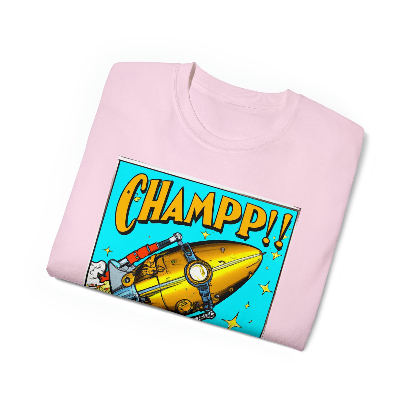 CHAMP Spaceship 10 - 1800's Style Comic Art - AI Art - Gildan Ultra Cotton Tee