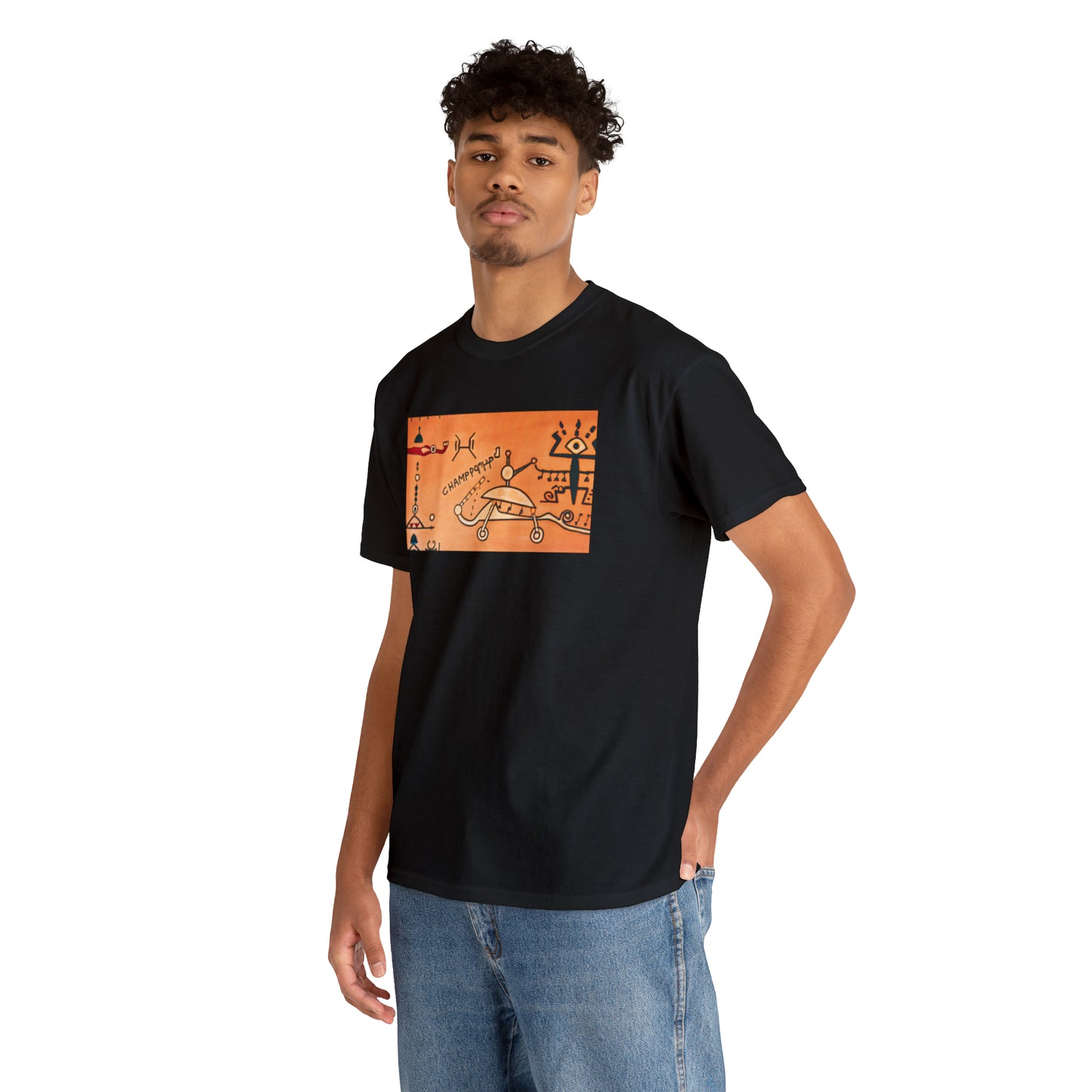 Heiroglyphic Spaceship - AI Art - Gildan Heavy Cotton Tee