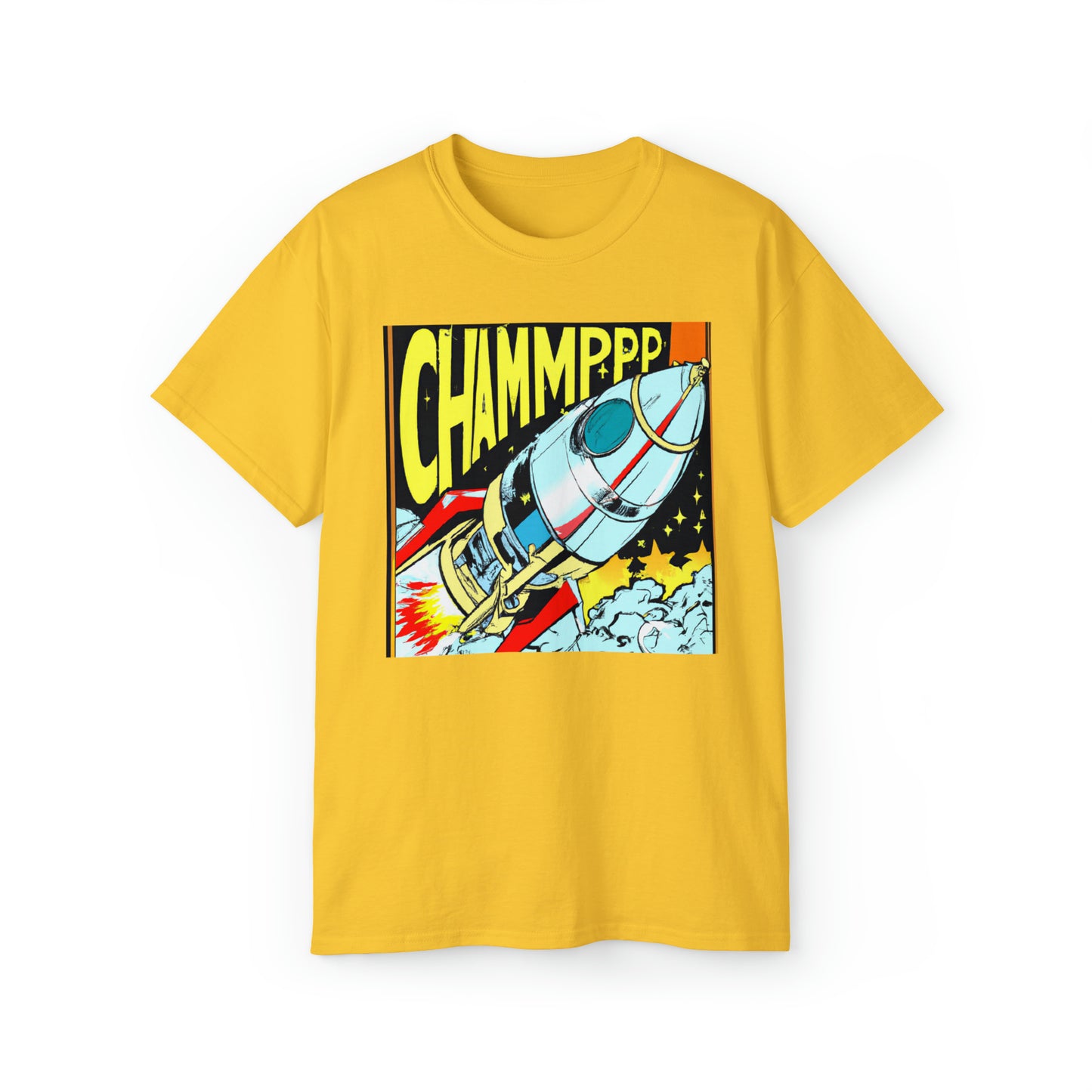 CHAMPPP Spaceship 7 - 1970's Style Comic Book Art - AI Art - Gildan Ultra Cotton Tee