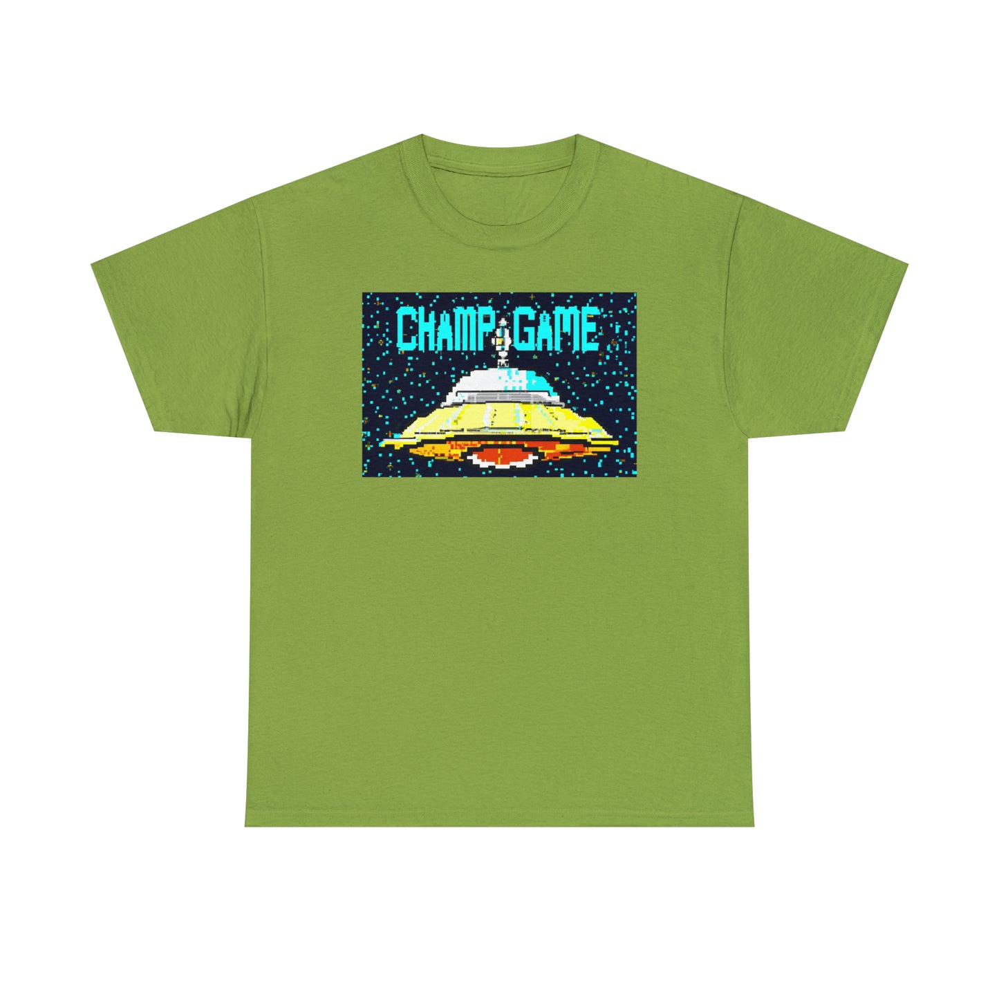 CHAMP GAME UFO 21 - 8-bit Style Pixel Art - AI Art - Gildan Heavy Cotton Tee