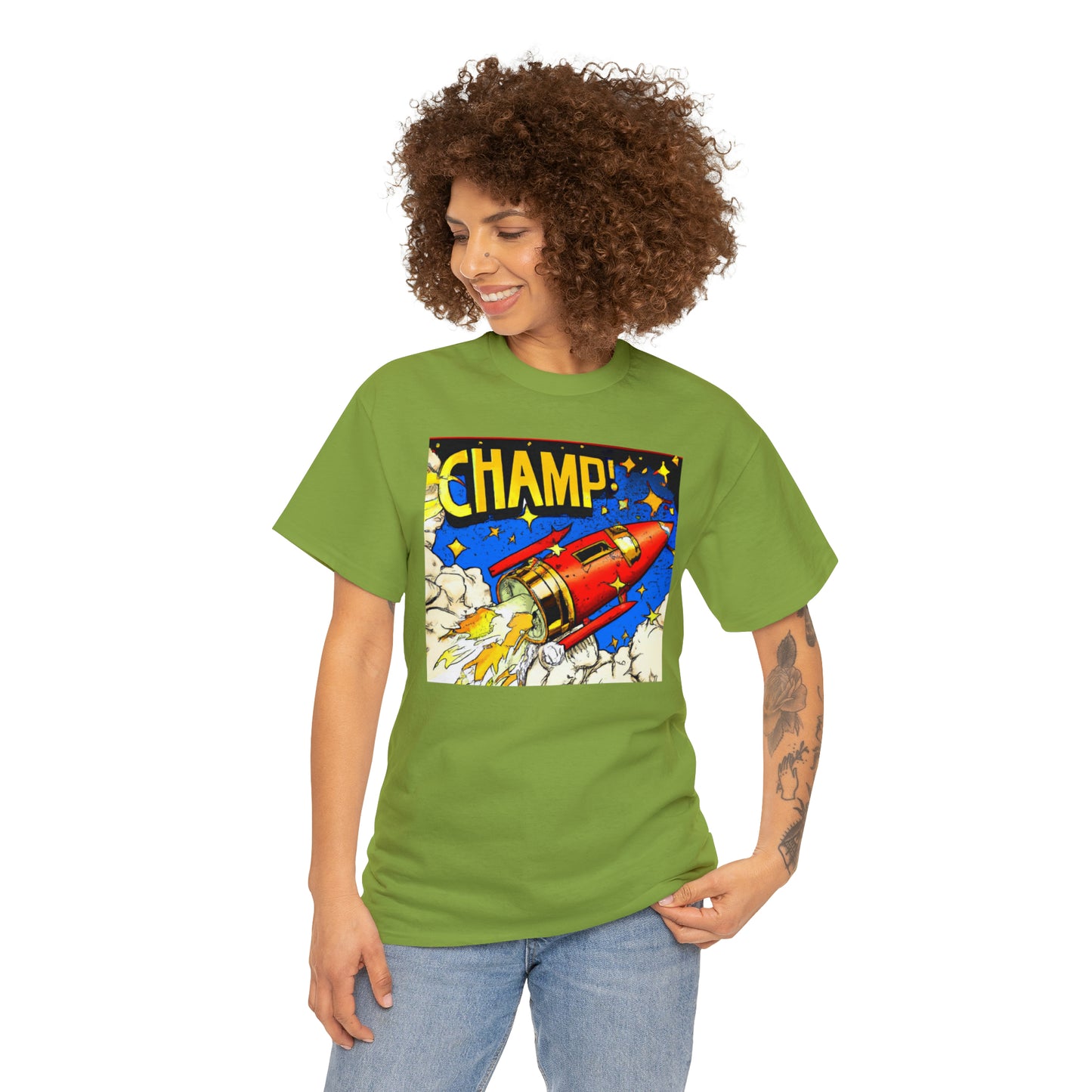 CHAMP! Spaceship 4 - 1700's Comic Style - AI Art - Gildan Heavy Cotton Tee