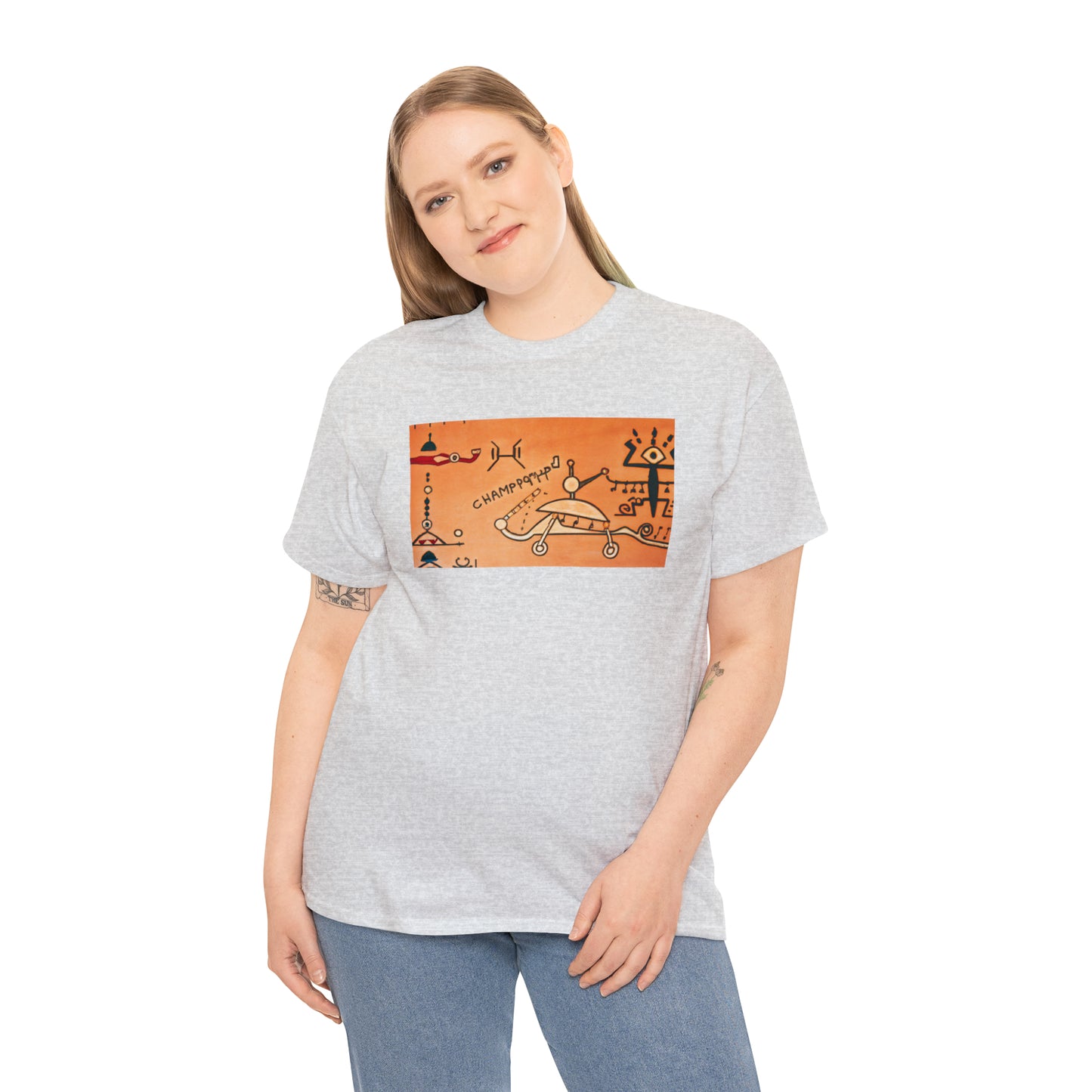 Heiroglyphic Spaceship - AI Art - Gildan Heavy Cotton Tee