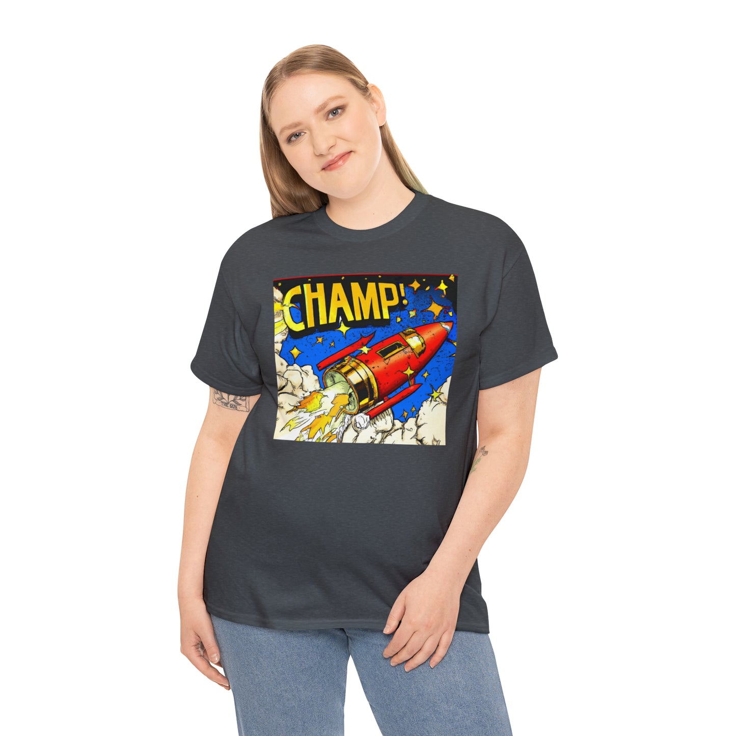 CHAMP! Spaceship 4 - 1700's Comic Style - AI Art - Gildan Heavy Cotton Tee