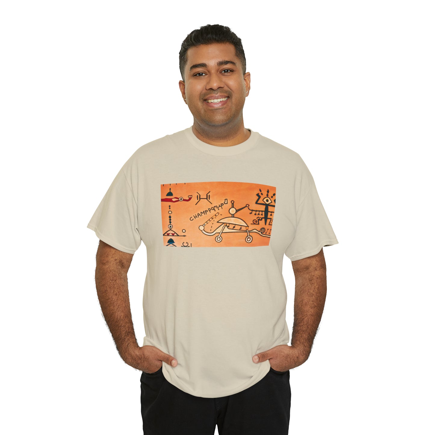 Heiroglyphic Spaceship - AI Art - Gildan Heavy Cotton Tee