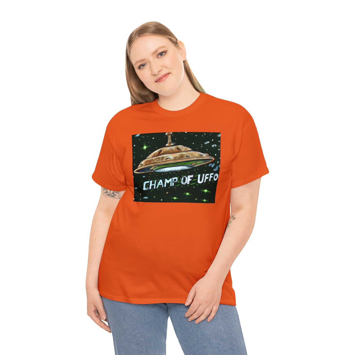 CHAMP OF UFFO (UFO 7) - Medeival Style Art - AI Art - Gildan Heavy Cotton Tee