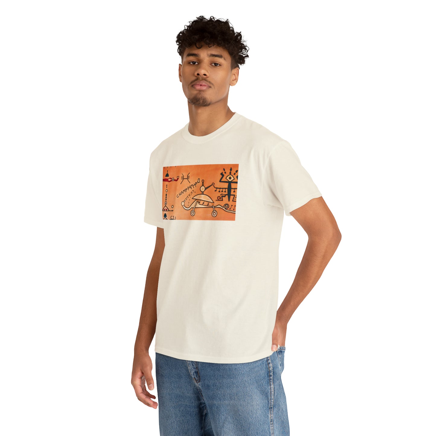 Heiroglyphic Spaceship - AI Art - Gildan Heavy Cotton Tee