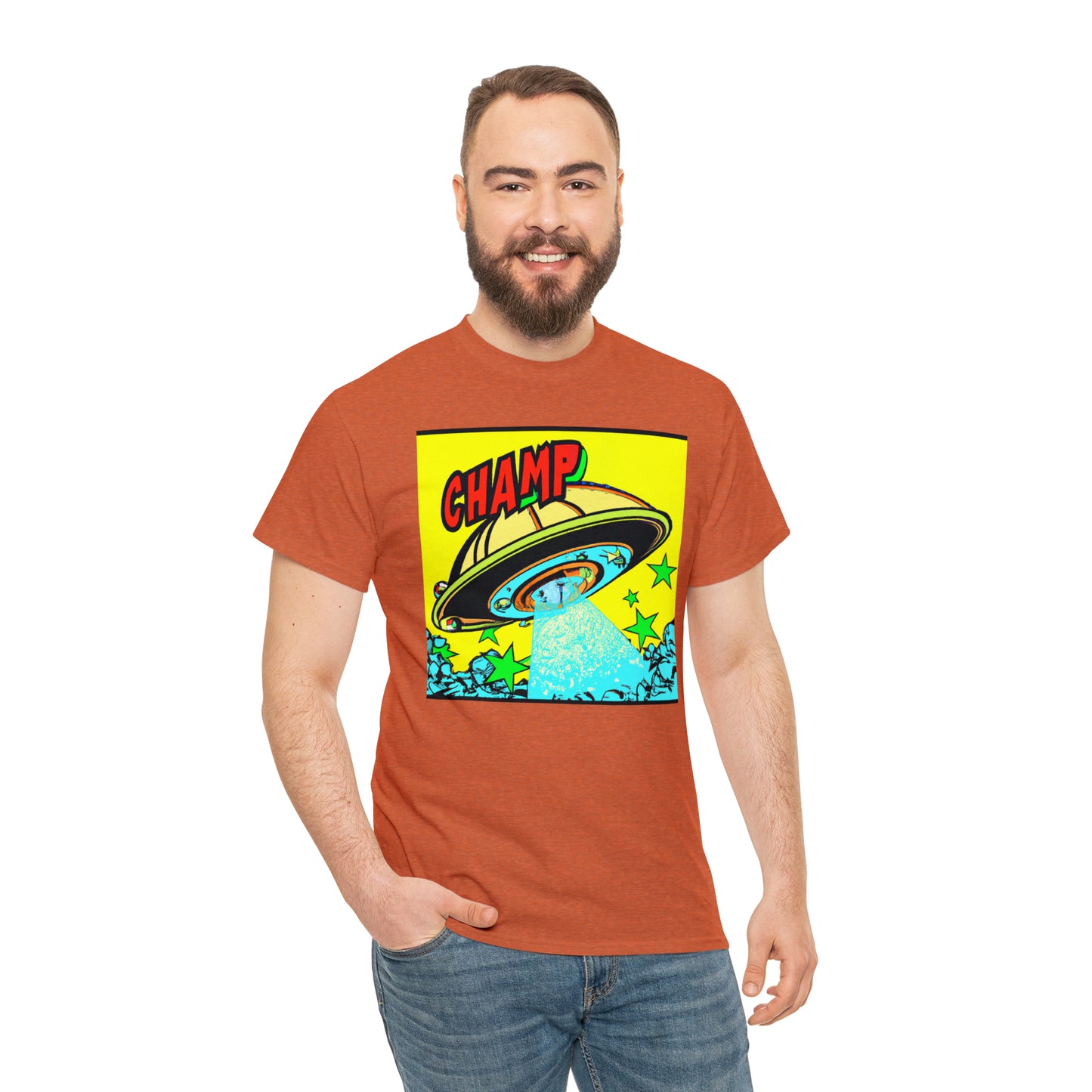 CHAMP UFO 18 - 1600's Style Comic Art - AI Art - Gildan Heavy Cotton Tee