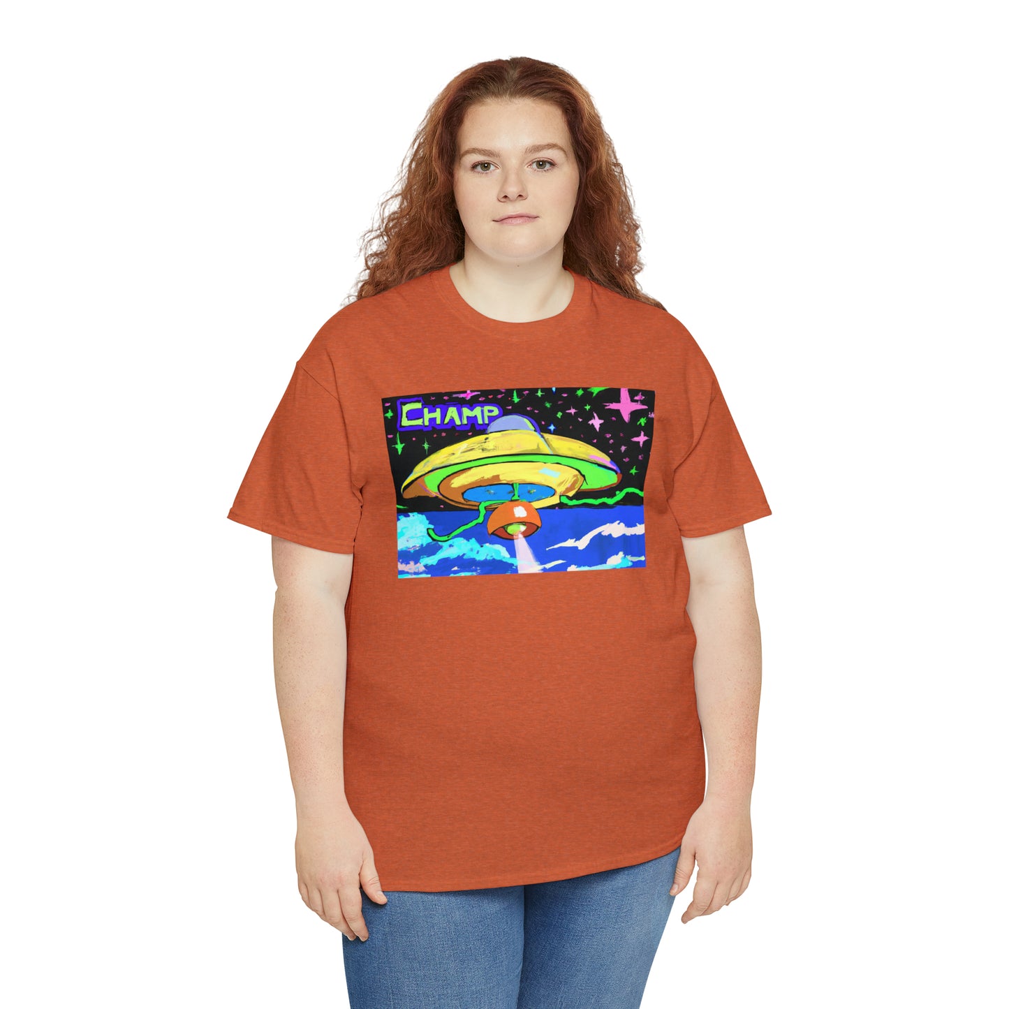 CHAMP UFO 15 - Post-Modern Style - AI Art - Gildan Heavy Cotton Tee