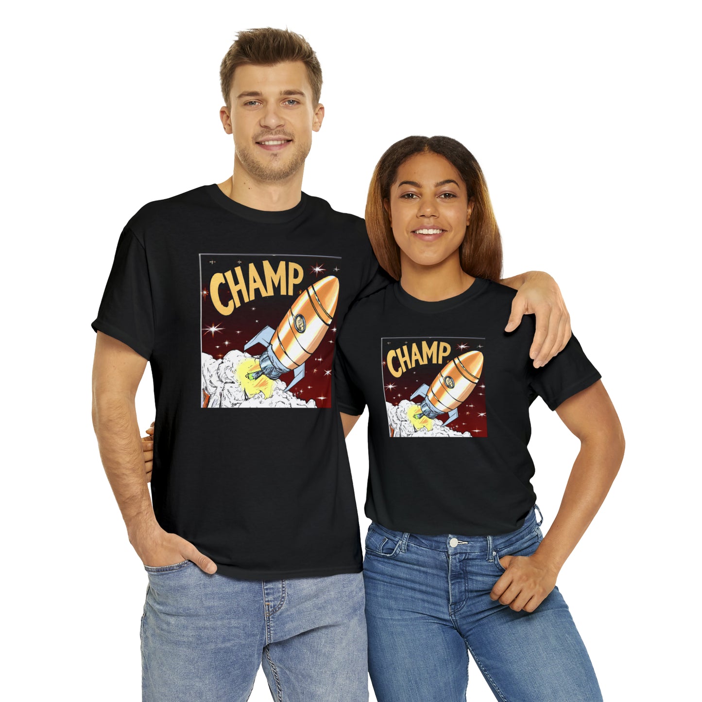 CHAMP Spaceship 12 - 1800's Style Comic Art - AI Art - Gildan Heavy Cotton Tee