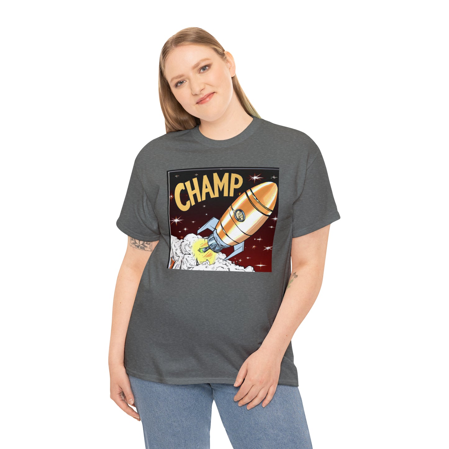 CHAMP Spaceship 12 - 1800's Style Comic Art - AI Art - Gildan Heavy Cotton Tee