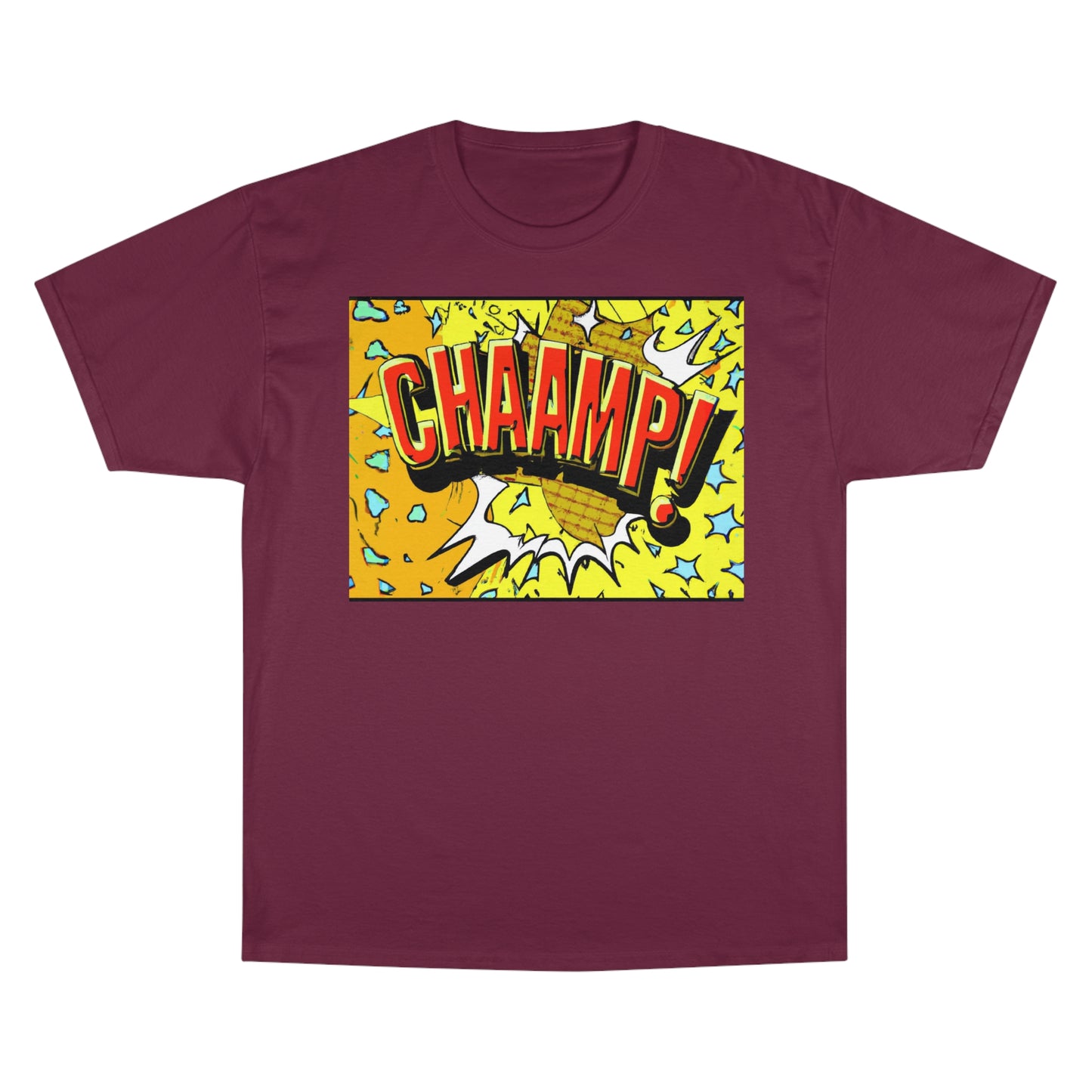 CHAAMP! Logo 1990's Comic Book Style Art - AI Art - Champion T-Shirt