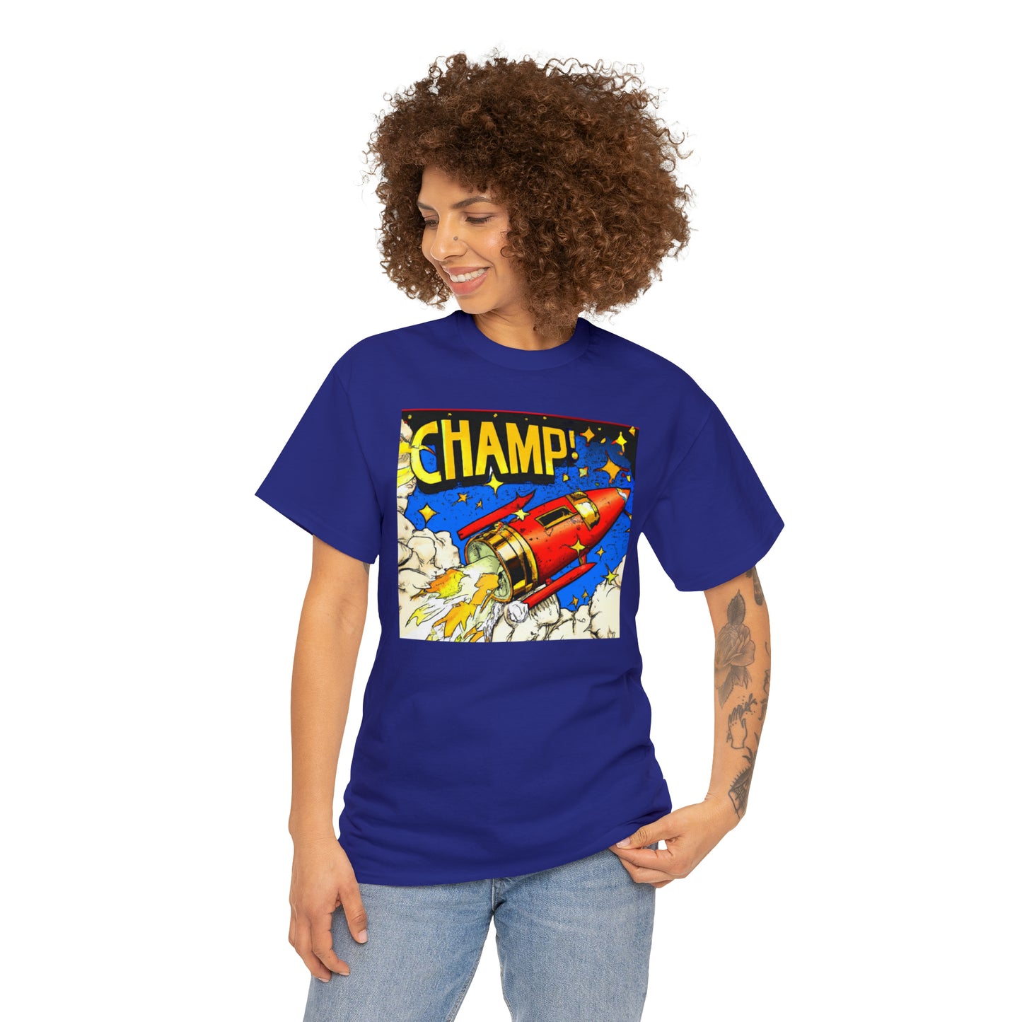 CHAMP! Spaceship 4 - 1700's Comic Style - AI Art - Gildan Heavy Cotton Tee