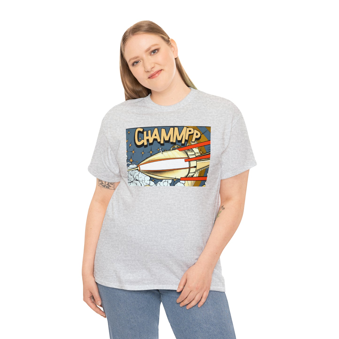 CHAMMPP Spaceship 2 - 1920's Style Comic - AI Art - Gildan Heavy Cotton Tee