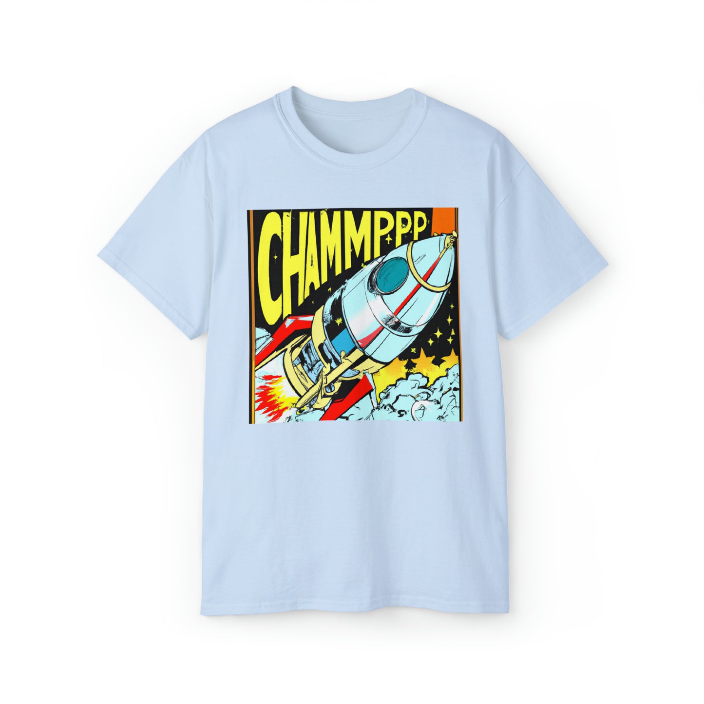 CHAMPPP Spaceship 7 - 1970's Style Comic Book Art - AI Art - Gildan Ultra Cotton Tee