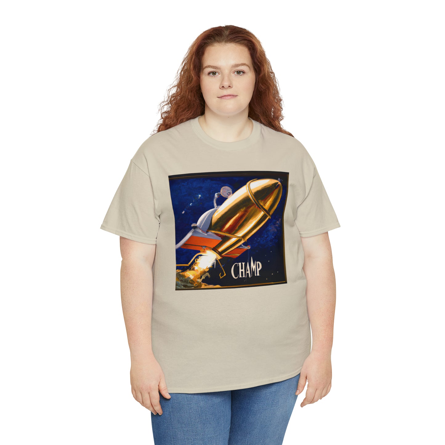 CHAMP Spaceship 9 - Renaissance Style - AI Art - Gildan Heavy Cotton Tee