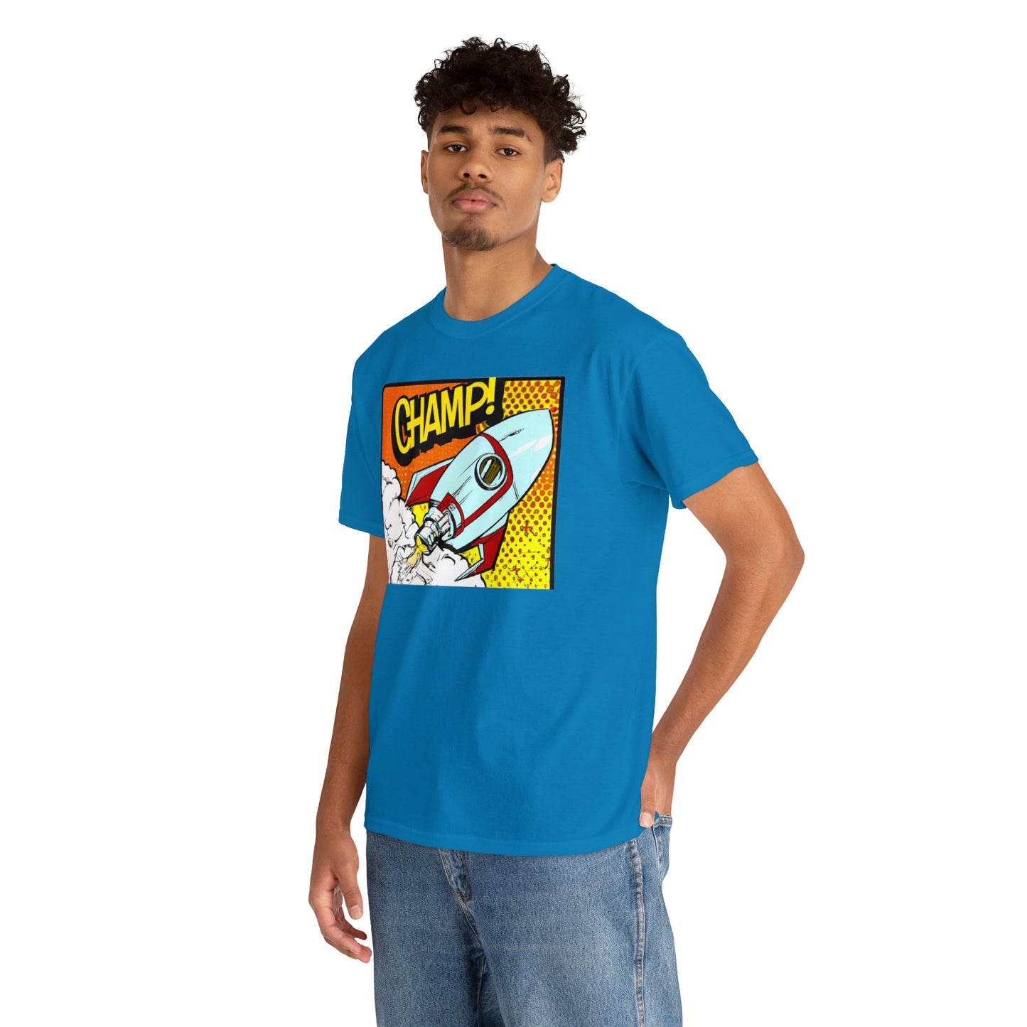 CHAMP! Spaceship 3 - 1950's Comic Book Style - AI Art - Gildan Heavy Cotton Tee