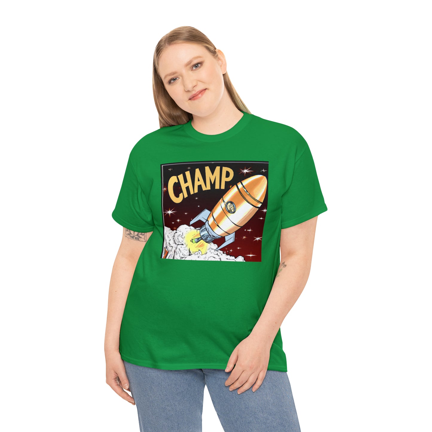 CHAMP Spaceship 12 - 1800's Style Comic Art - AI Art - Gildan Heavy Cotton Tee