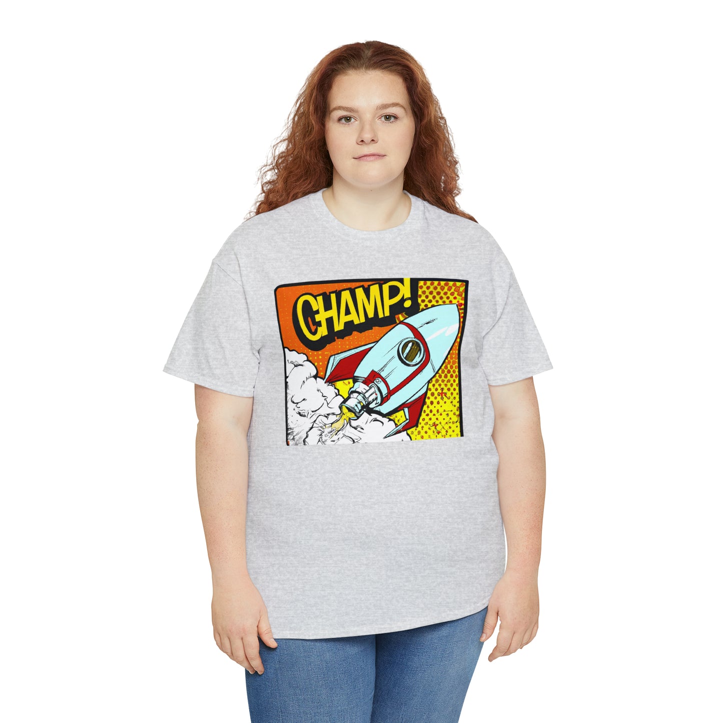 CHAMP! Spaceship 3 - 1950's Comic Book Style - AI Art - Gildan Heavy Cotton Tee