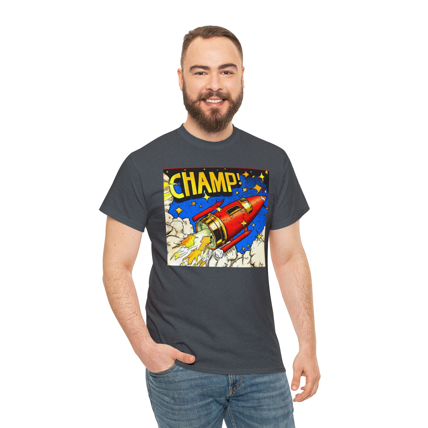 CHAMP! Spaceship 4 - 1700's Comic Style - AI Art - Gildan Heavy Cotton Tee