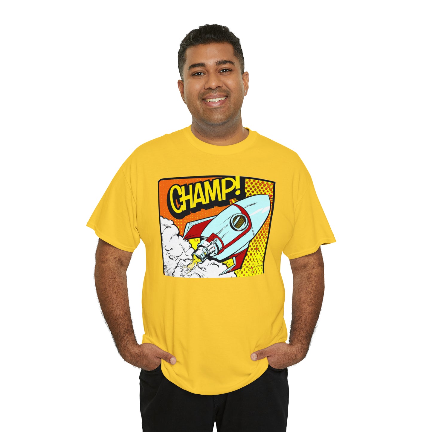 CHAMP! Spaceship 3 - 1950's Comic Book Style - AI Art - Gildan Heavy Cotton Tee