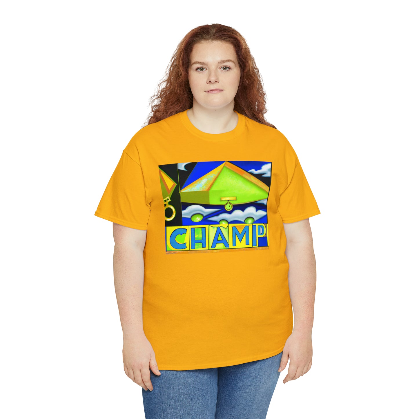 CHAMP UFO 11 - Cubist Style - AI Art - Gildan Heavy Cotton Tee