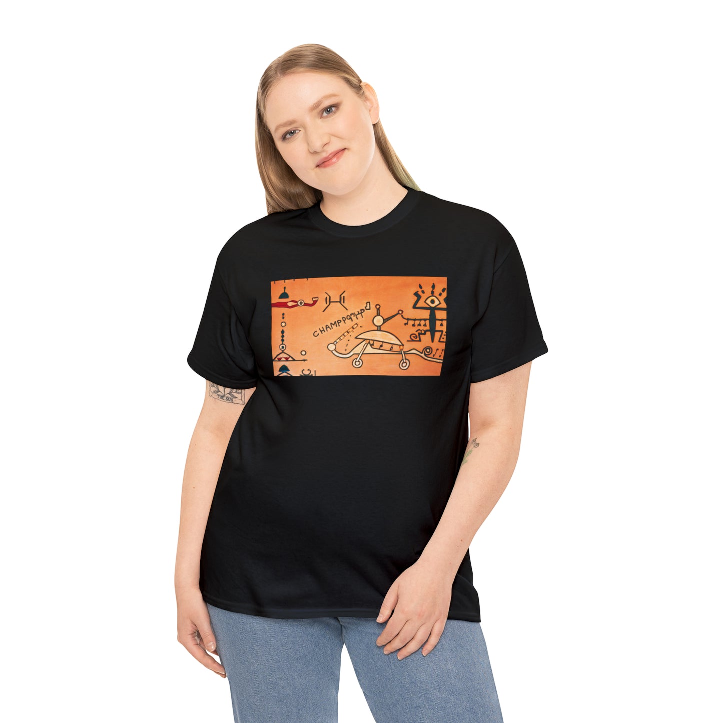 Heiroglyphic Spaceship - AI Art - Gildan Heavy Cotton Tee