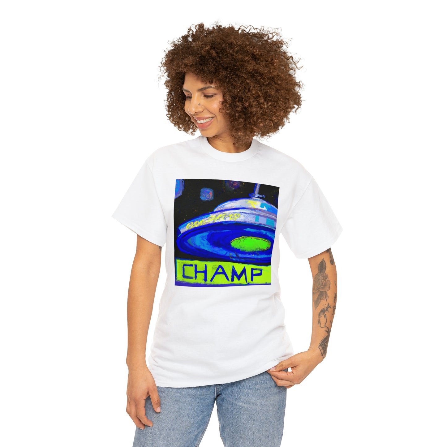 CHAMP UFO 12 - Post-Modern Style - AI Art - Gildan Heavy Cotton Tee