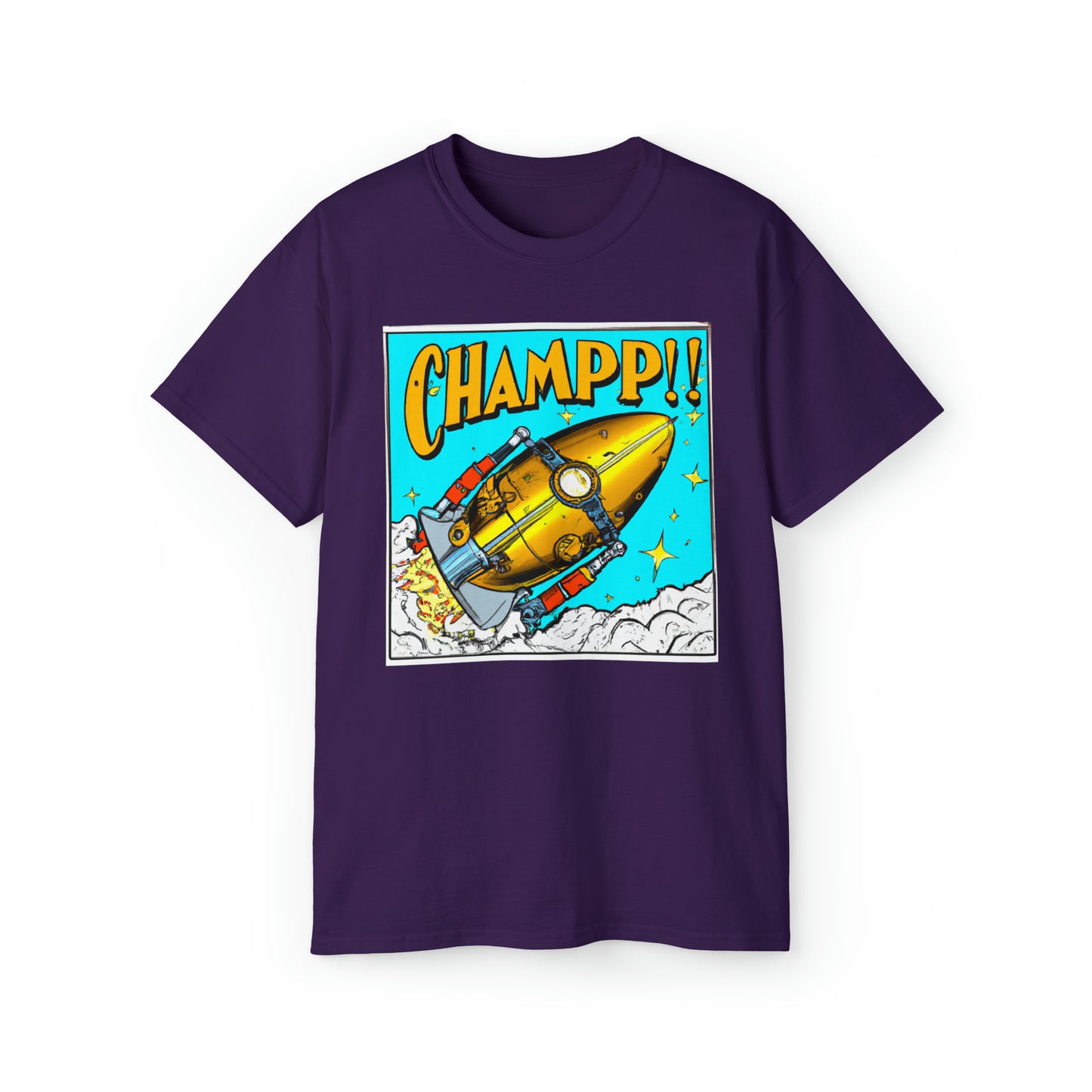 CHAMP Spaceship 10 - 1800's Style Comic Art - AI Art - Gildan Ultra Cotton Tee