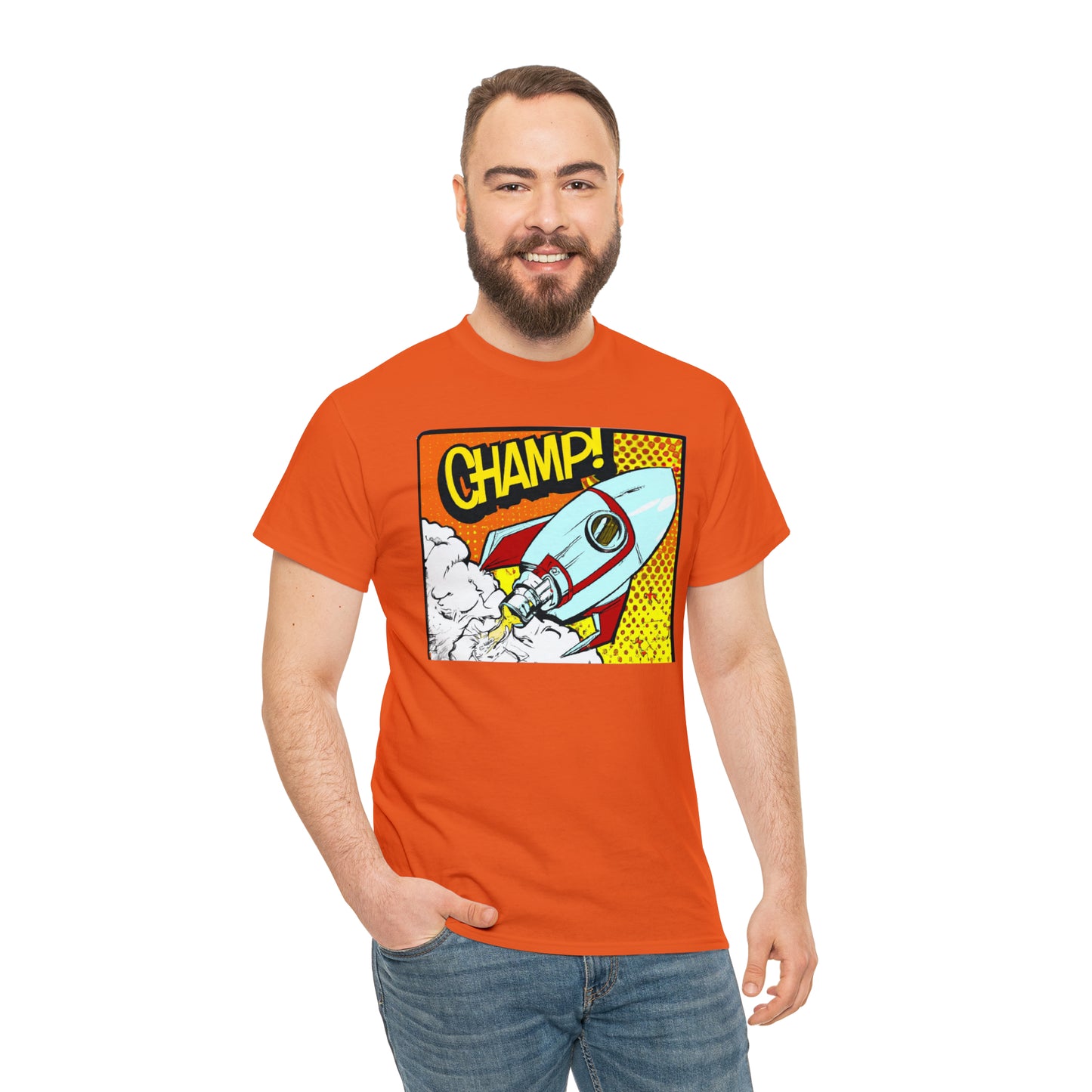 CHAMP! Spaceship 3 - 1950's Comic Book Style - AI Art - Gildan Heavy Cotton Tee