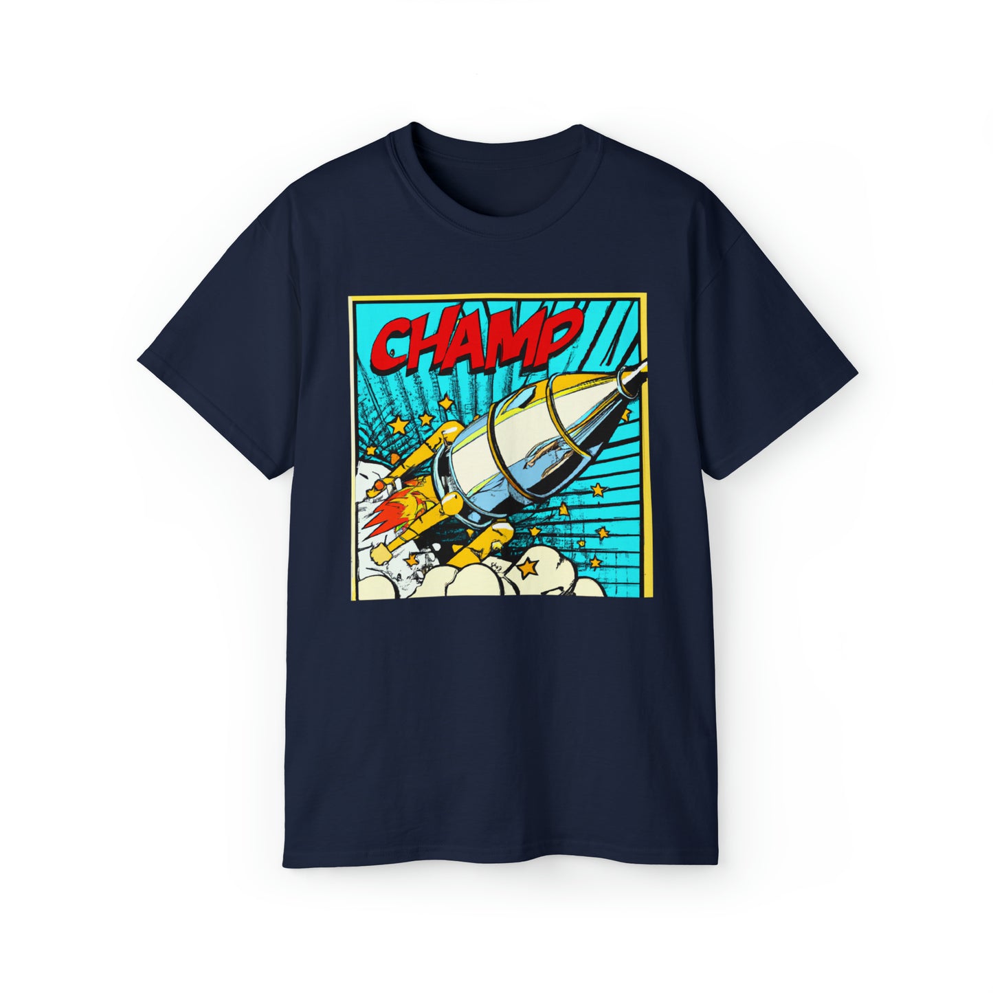 CHAMP Spaceship 6 - 1960's Style Comic Book Art - AI Art - Gildan Ultra Cotton Tee